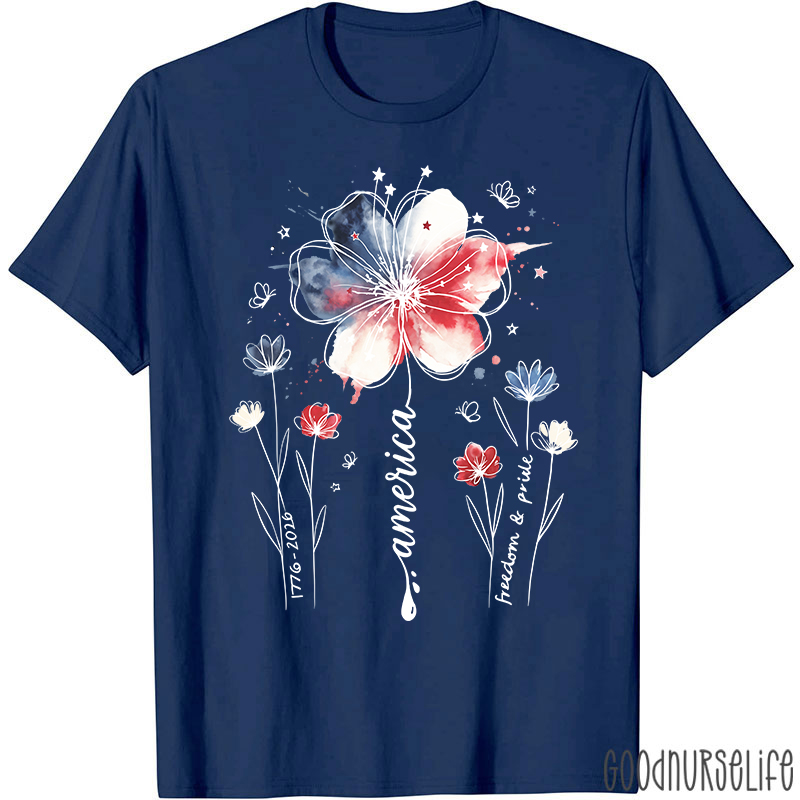 1776-2026 America Freedom And Pride Nurse T-Shirt