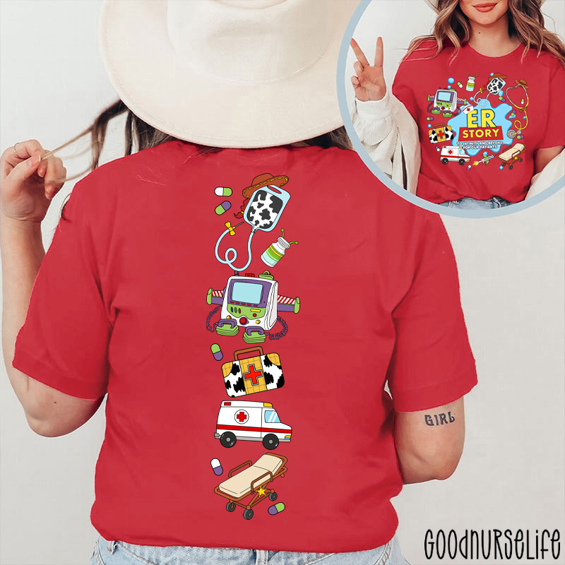 Medical Doodle Front And Back Nurse Two Sided T-Shirt