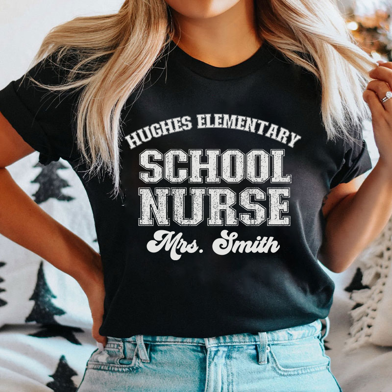Personalized Retro Style School Nurse T-Shirt