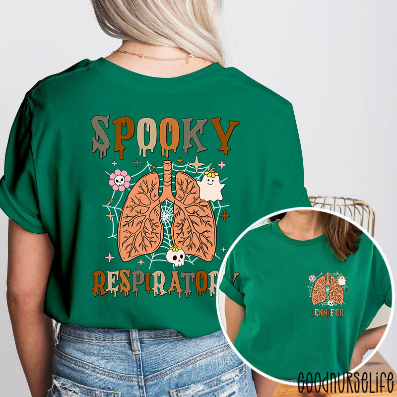Personalized Spooky Respiratory's Halloween Lung Two Sided T-Shirt