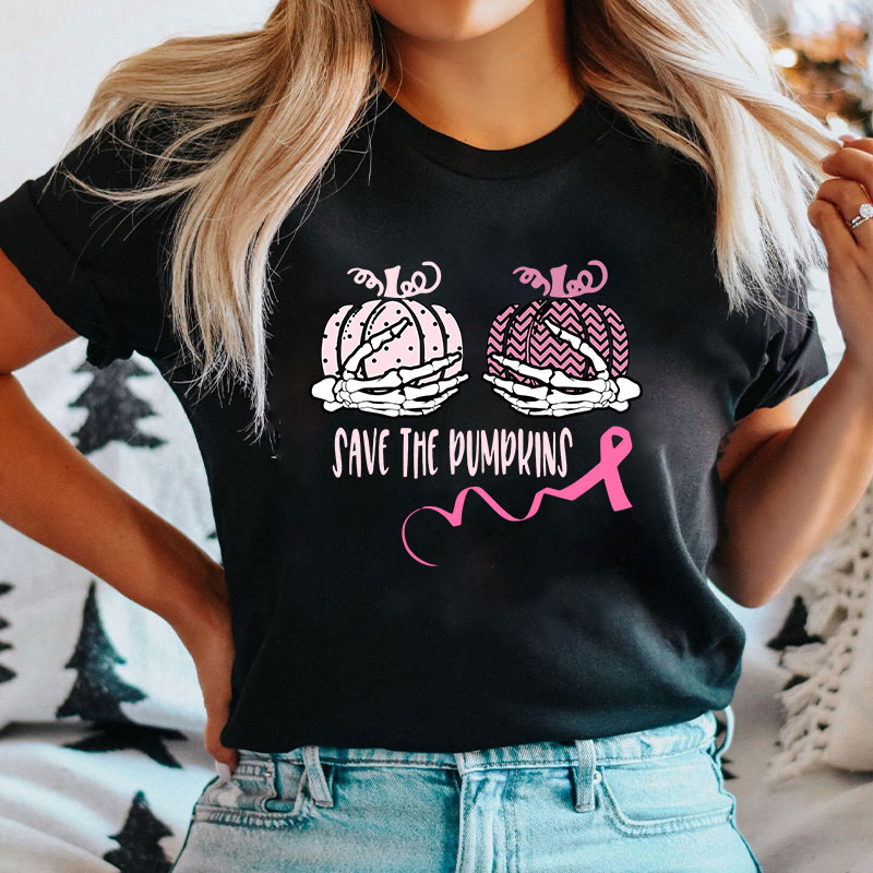 Halloween Save The Pumpkins Breast Cancer T-Shirt