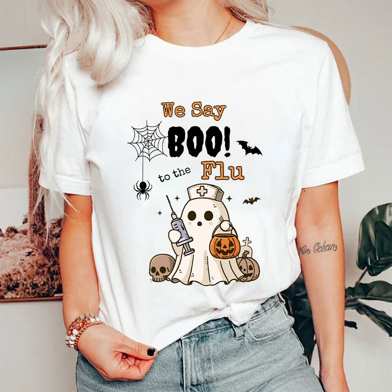We Say Boo To The Flu Halloween Ghost T-Shirt