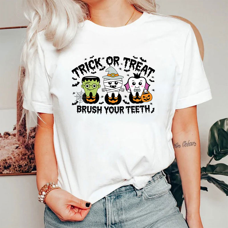 Halloween Dental Trick Or Treat Brush Your Teeth T-Shirt
