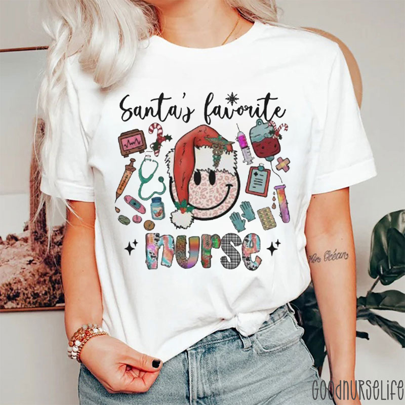 Santa's Favorite Nurse Christmas T-Shirt