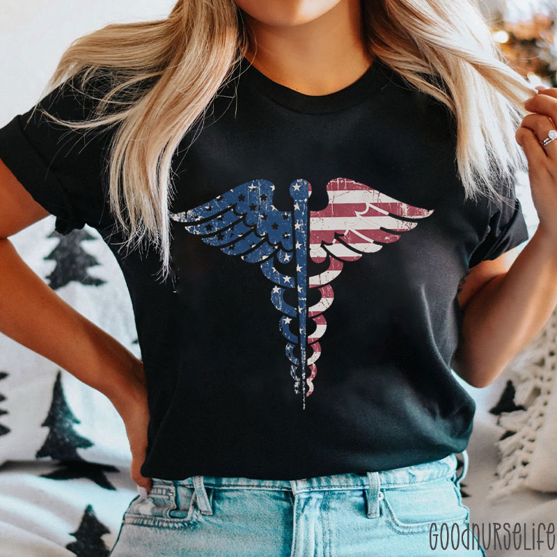 Caduceus  Independence Day Patriotic RN Nurse T-Shirt