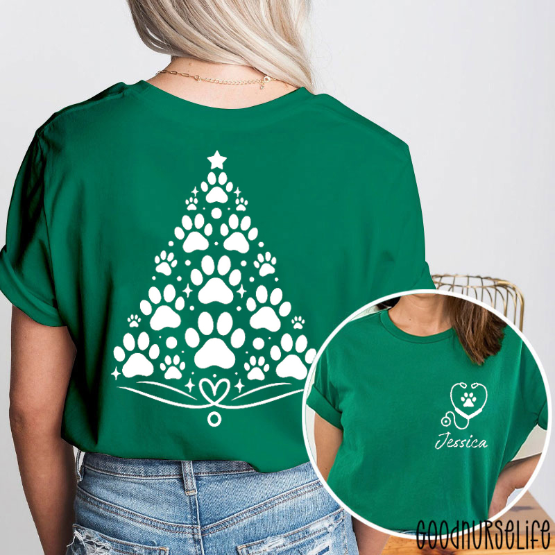 Personalized Name Vet Christmas Two Sided T-Shirt