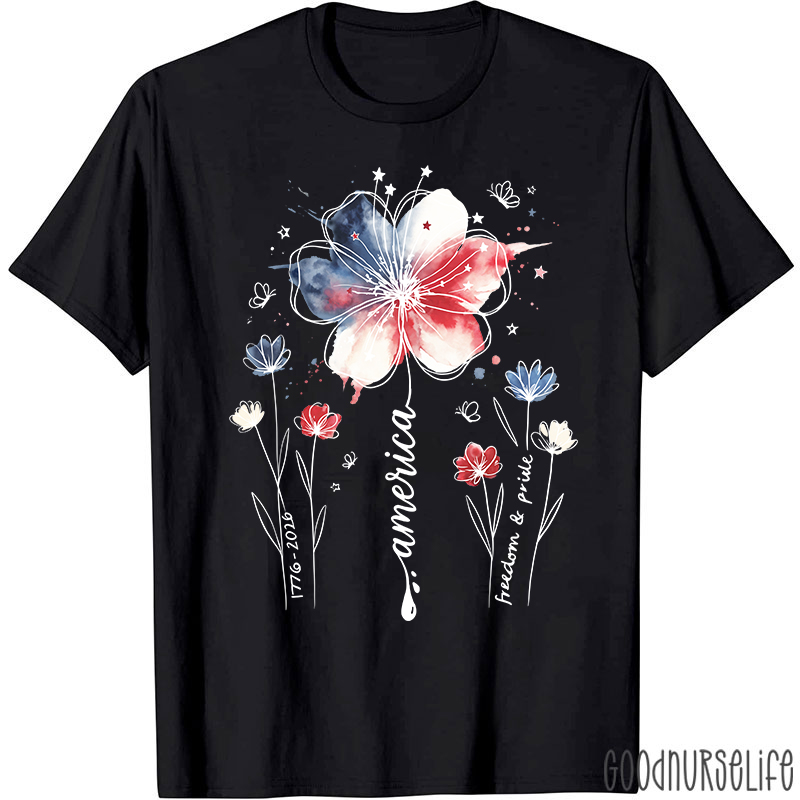1776-2026 America Freedom And Pride Nurse T-Shirt