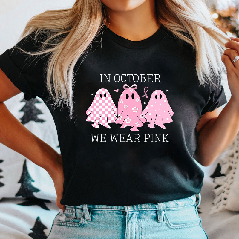 October Pink Ghosts Wear Pink For Awareness Nurse T-Shirt