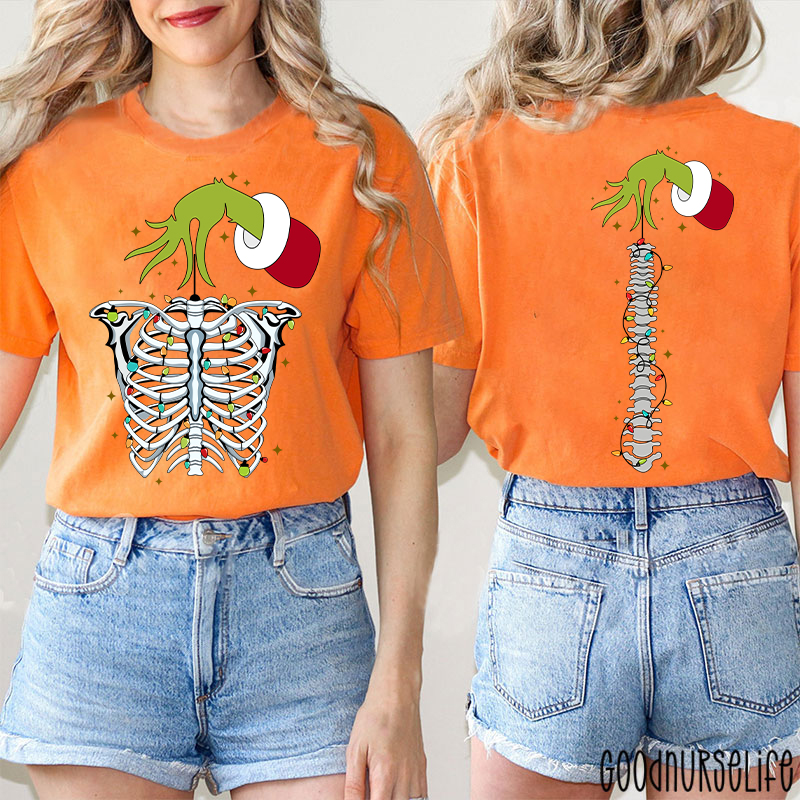 Hand With Festive Spine Lights Two Sided T-Shirt