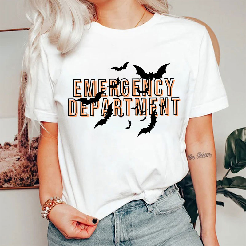 Halloween Bat Emergency Department Nurse T-Shirt