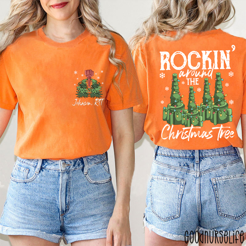 Personalized Rocking Around Christmas Tree Two Sided T-Shirt