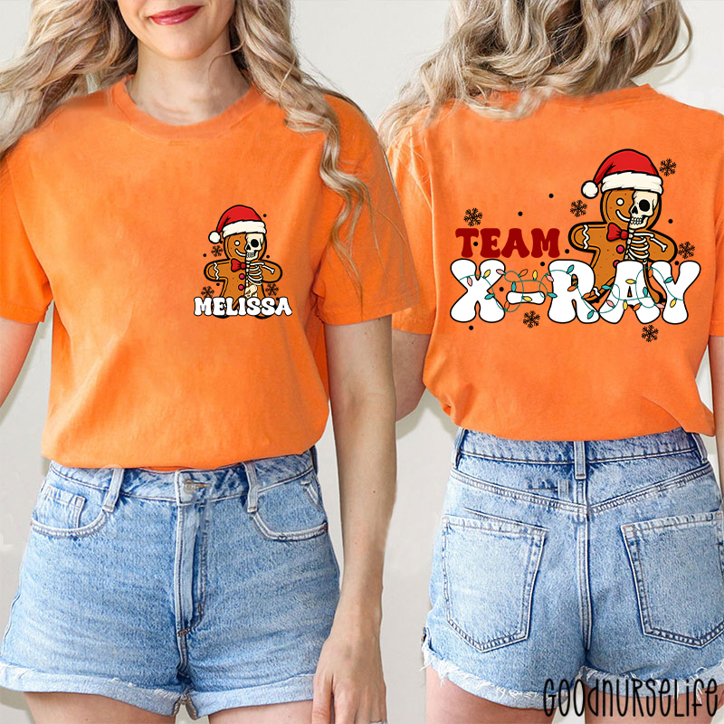 Personalized Skeleton Gingerbread Team X-Ray Two Sided T-Shirt