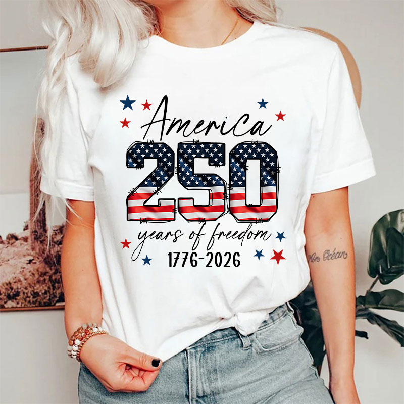 America 250 Years Of Freedom 1776-2026 Nurse T-Shirt