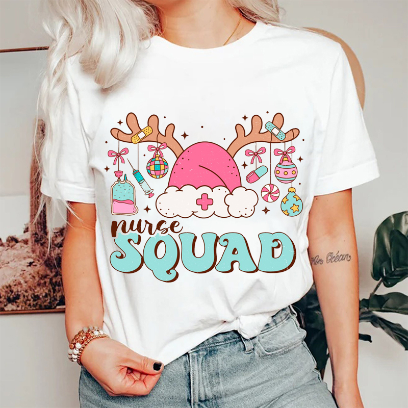 Elk Christmas Nurse Squad T-Shirt