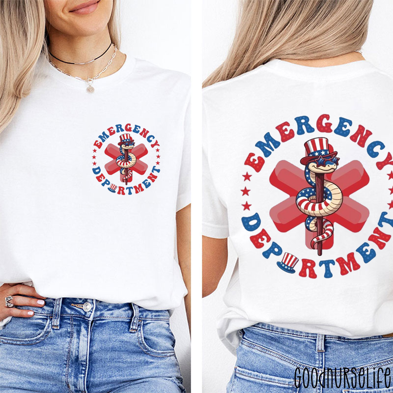 4th Of July Emergency Department Nurse Two Sided T-Shirt