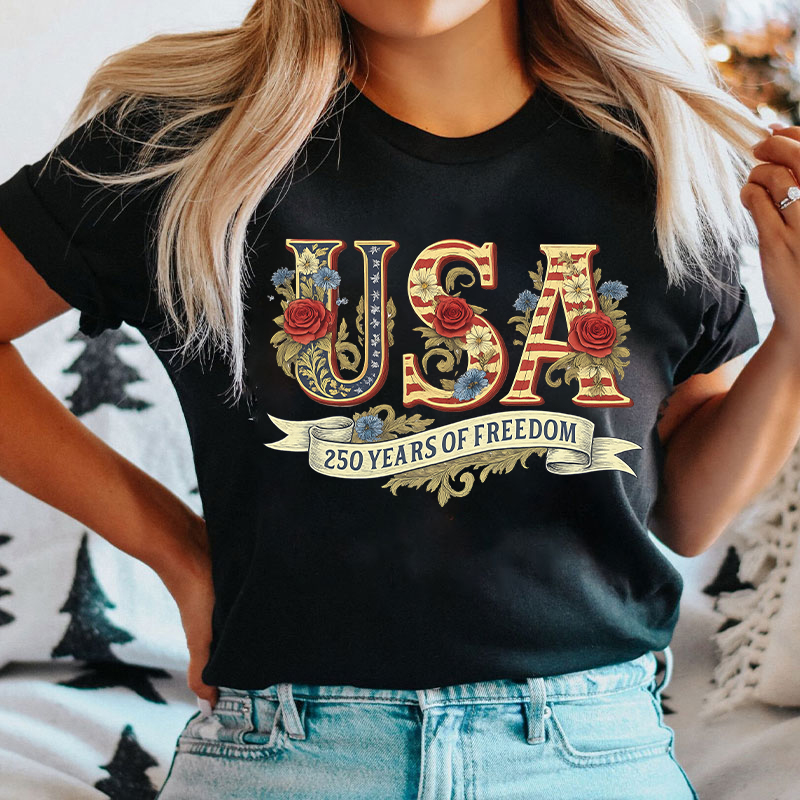Usa 250 Years Of Freedom Nurse T-Shirt