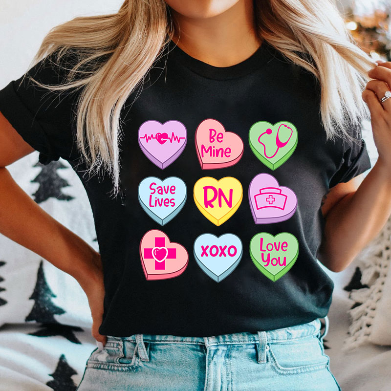 Valentine Nurse Conversation Hearts Nurse T-Shirt