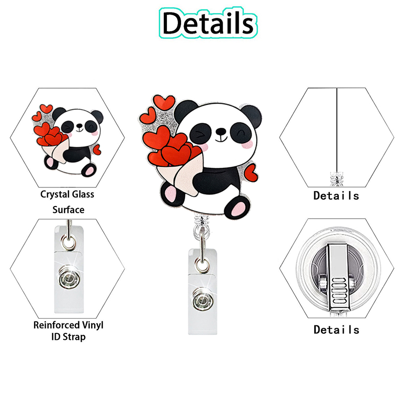 Panda Cat Acrylic Nurse Badge Reel