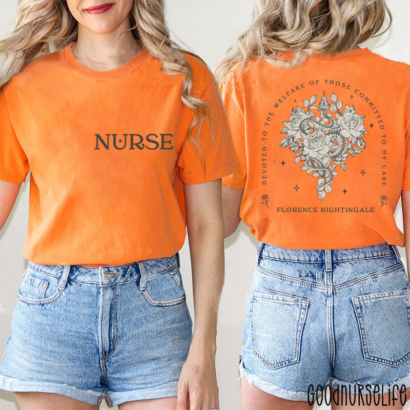 Devoted To The Welfare Of Those Committed To My Care Nurse Two Sided T-Shirt