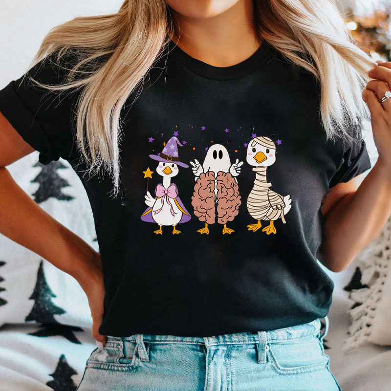 Halloween Neurology Duck Ghost Brain Nurse T-Shirt
