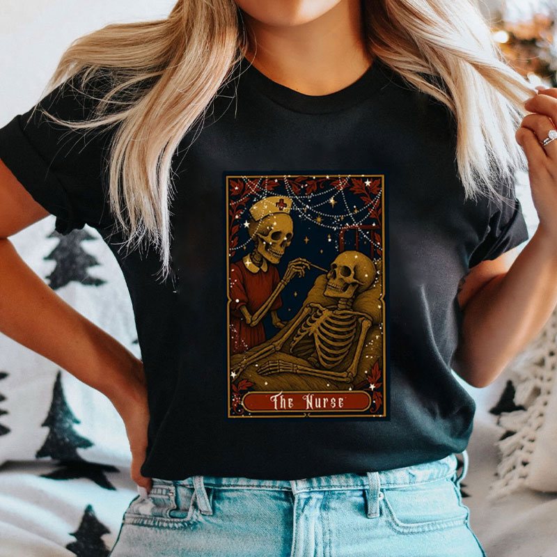 Caring For The Sick Nurse Skeleton Tarot Nurse T-Shirt