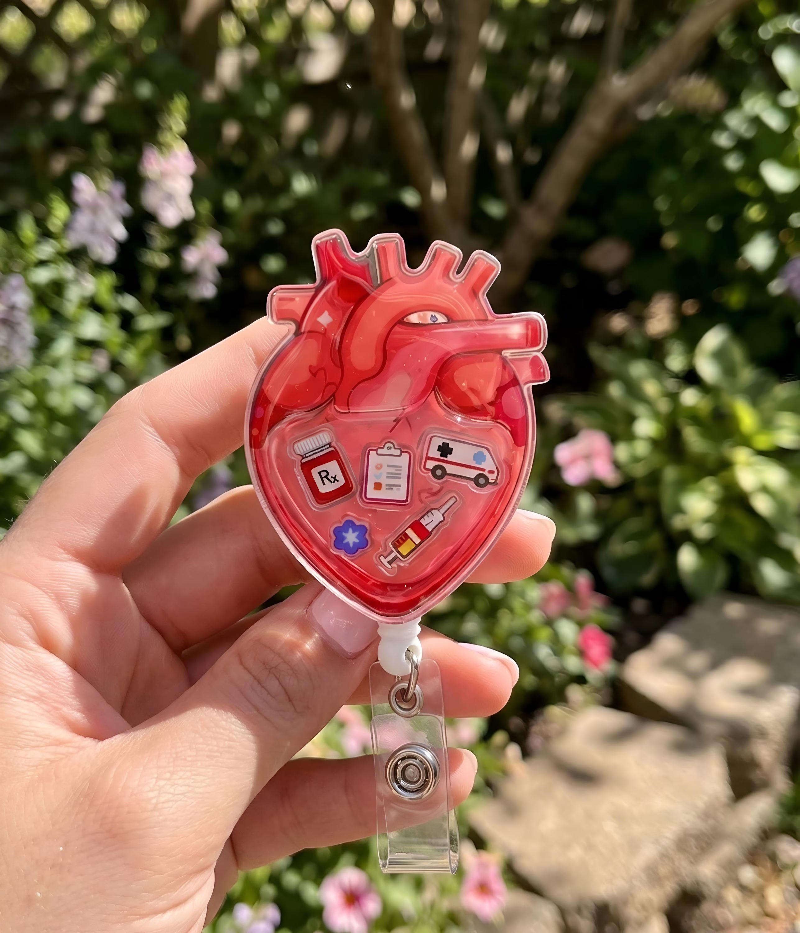 Red Heart Shaker Badge Reel