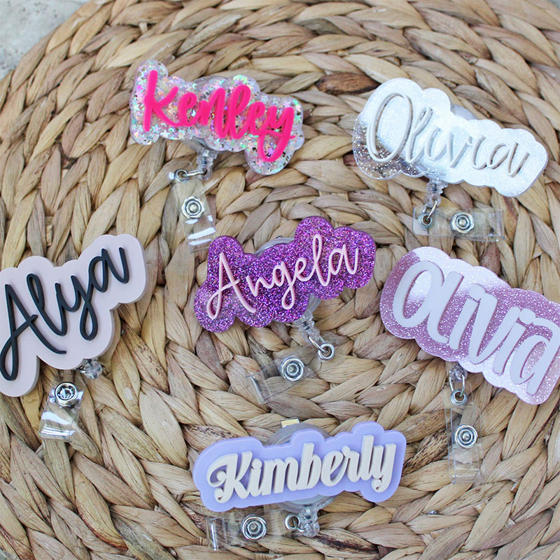 Personalized Name Layered Badge Reel