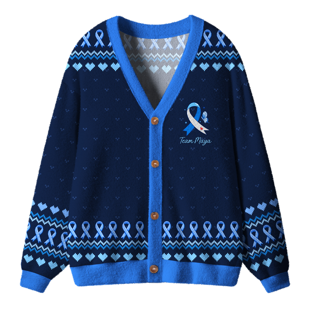 Personalized Blue Hope Diabetes Ugly Cardigan Sweaters