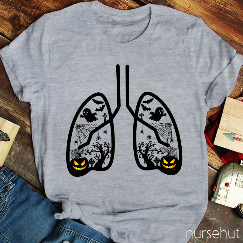 Halloween Pumpkin Lung Nurse T-Shirt