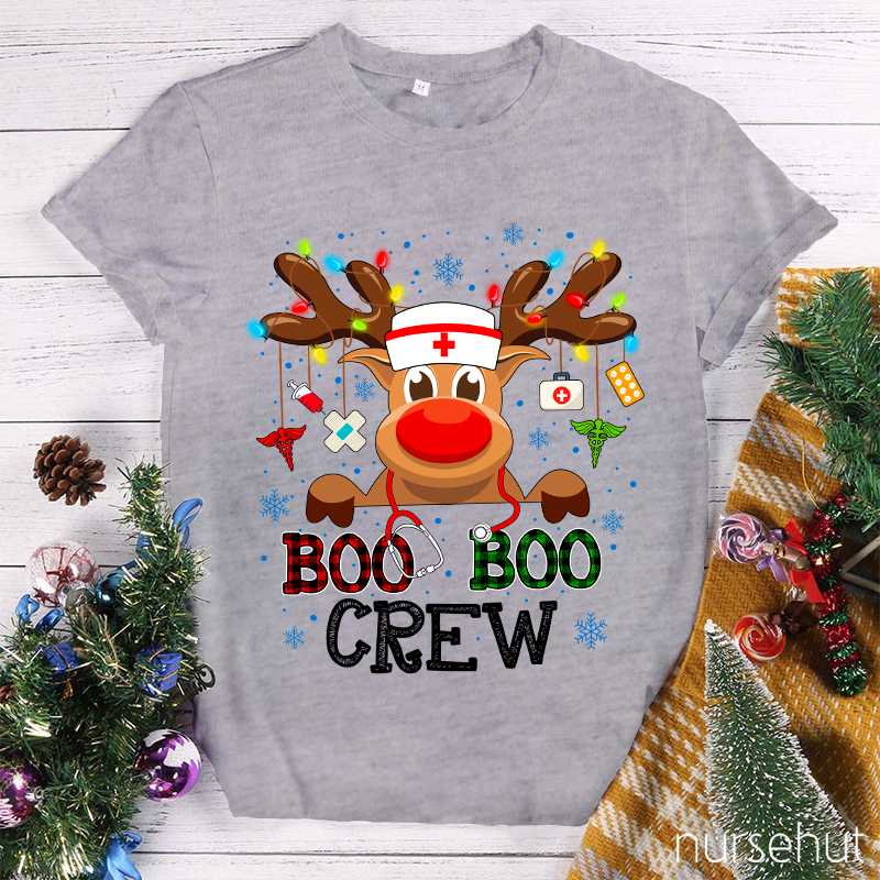Christmas Reindeer Boo Boo Crew Nurse T-Shirt