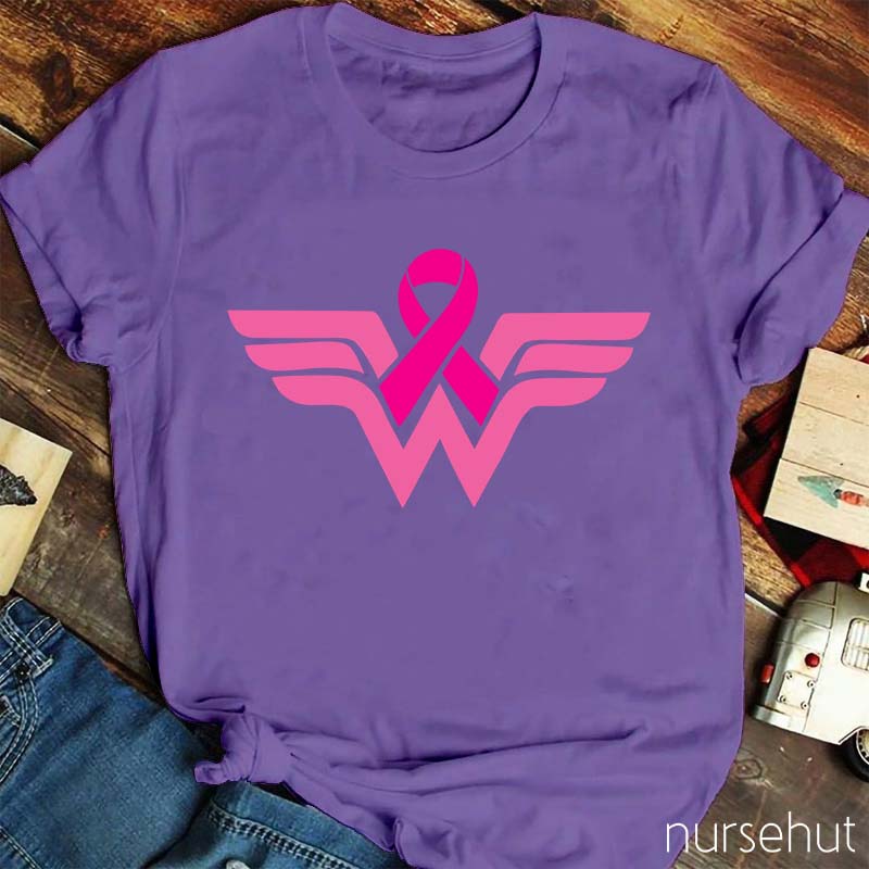 Wonder Woman Breast Cancer Awareness Nurse T-Shirt