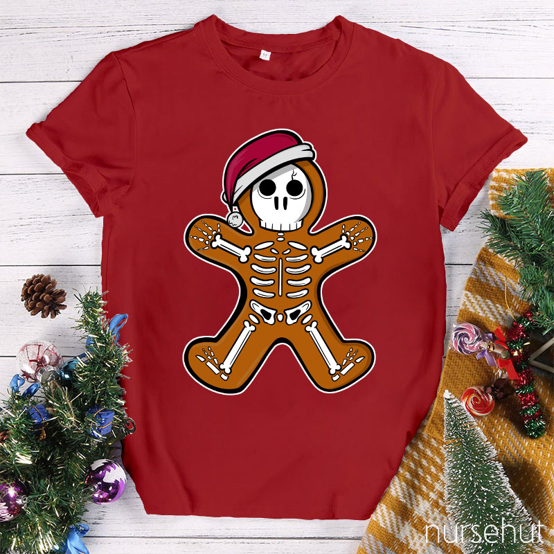 A Skeleton In A Santa Hat Nurse T-Shirt