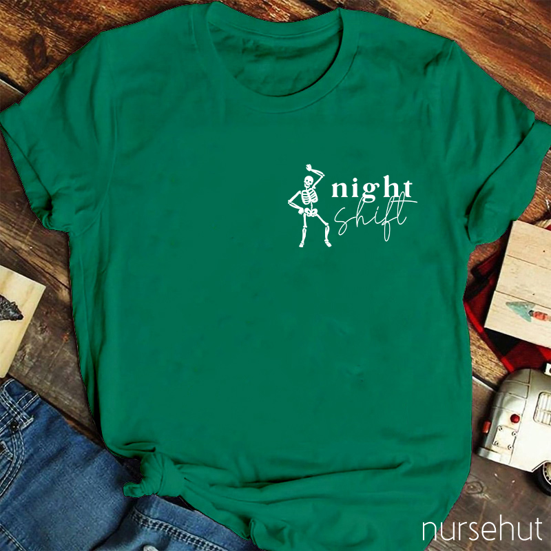 Dancing Night Shift Skeleton Nurse T-Shirt