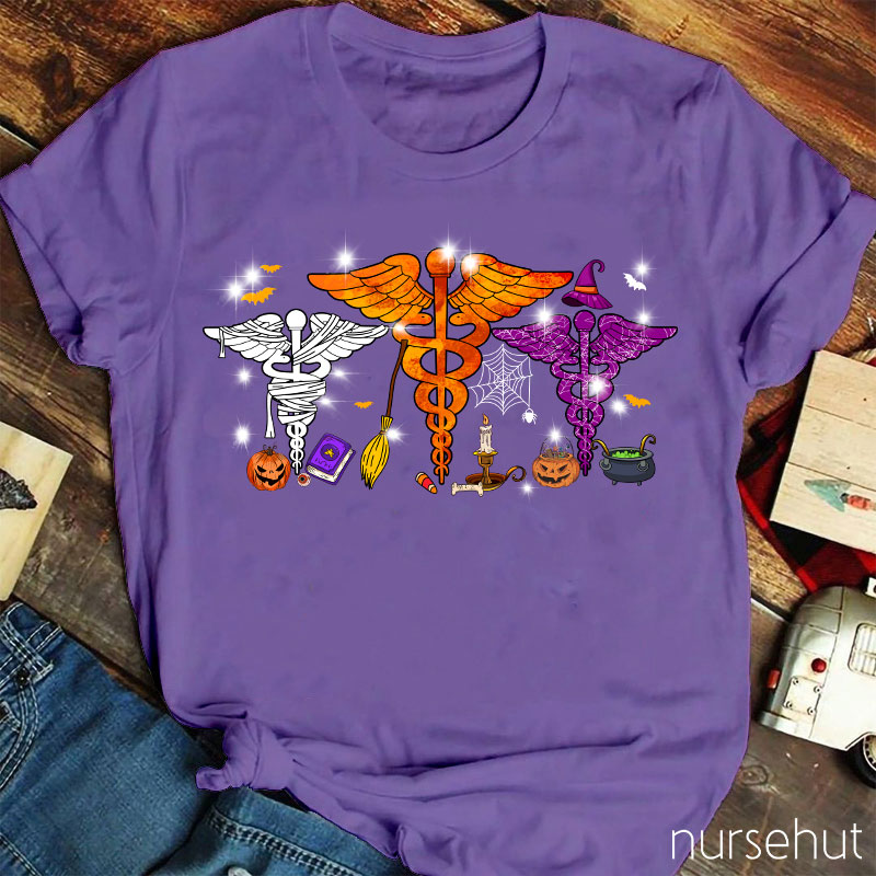 Halloween Rod Of Asclepius Nurse T-Shirt