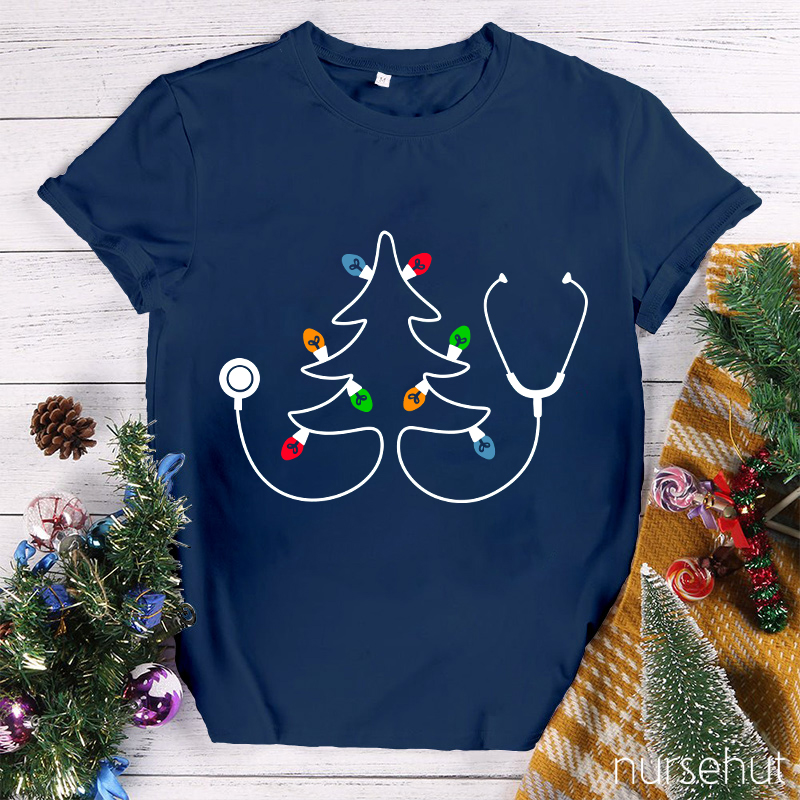 Stethoscope Christmas Tree Nurse T-Shirt