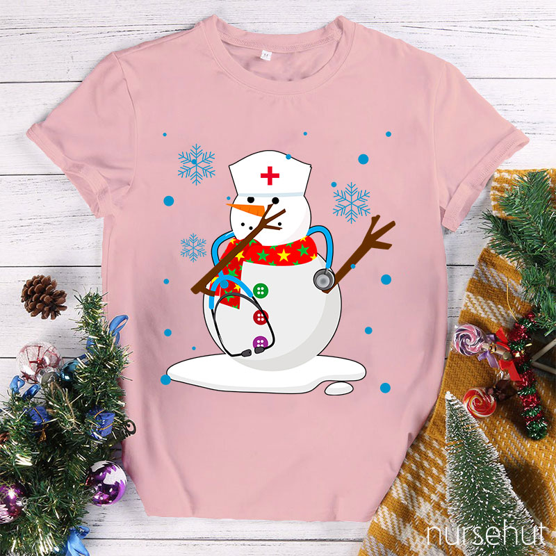 Christmas Snowman Nurse T-Shirt