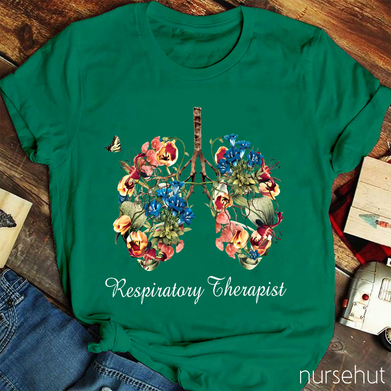 Respiratory Therapist Beautiful Flowers Lung Nurse T-Shirt