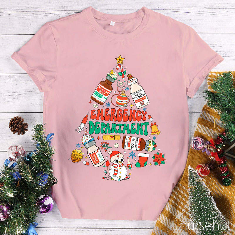 Emergency Department Christmas Tree Nurse T-Shirt