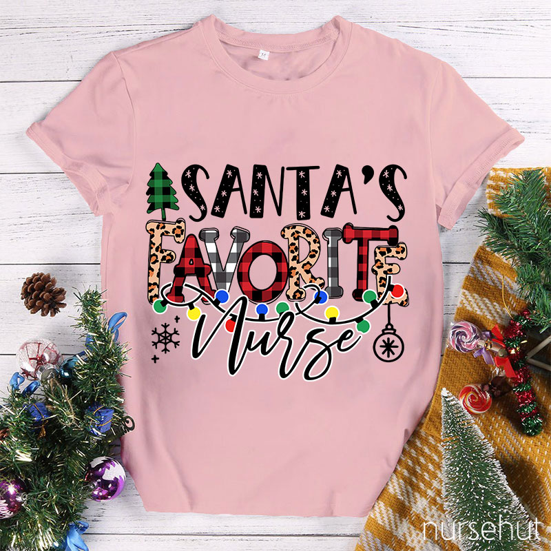 HO HO HO Santa's Favorite Nurse T-Shirt