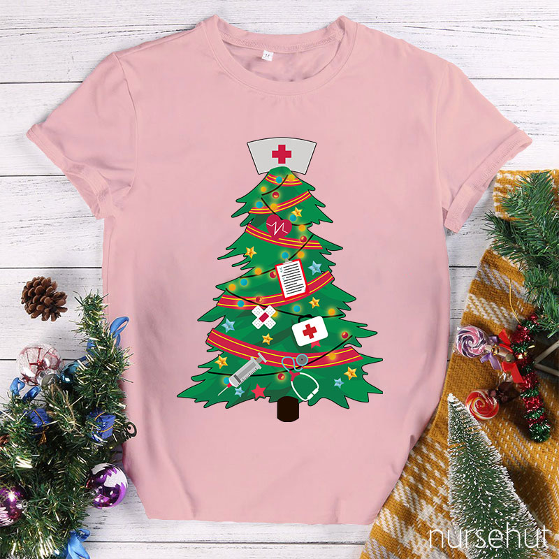 Christmas Tree With Nurse Hat Nurse T-Shirt
