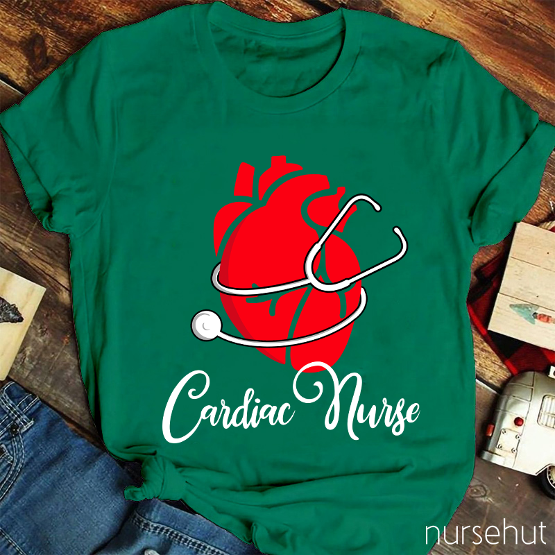 Stethoscope Saround A Red Heart Cardiac Nurse T-Shirt