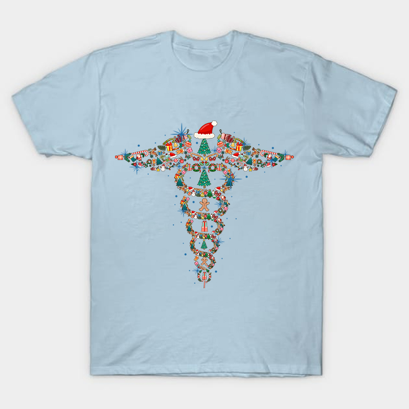 Christmas Rod of Asclepius Nurse T-Shirt