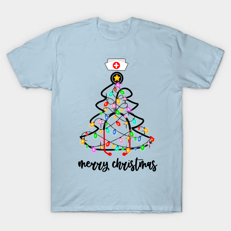 Christmas Lights Merry Christmas Nurse T-Shirt