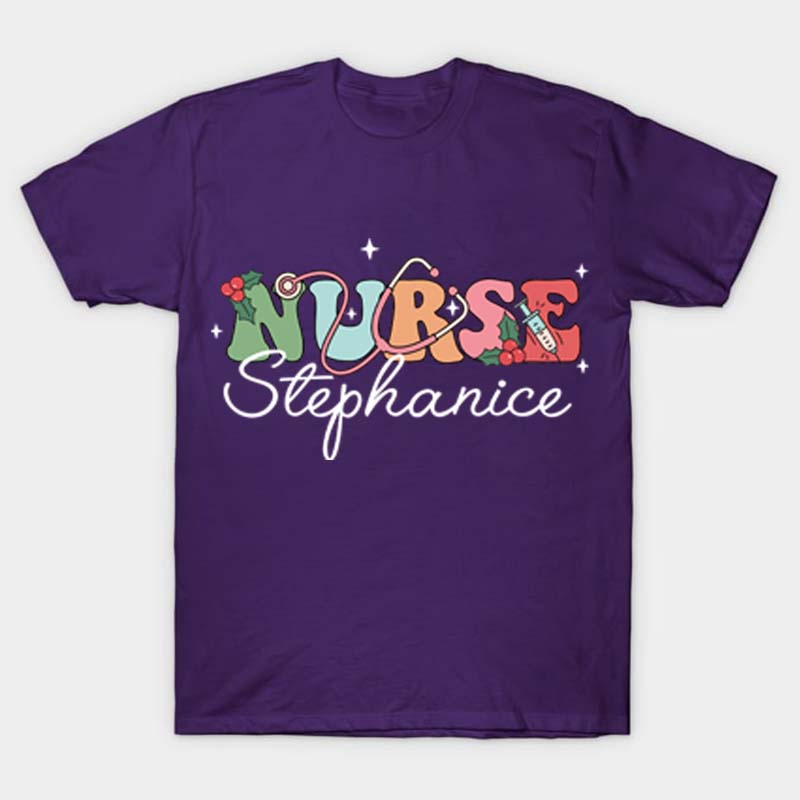 Personalized Name Christmas Crew Nurse T-Shirt