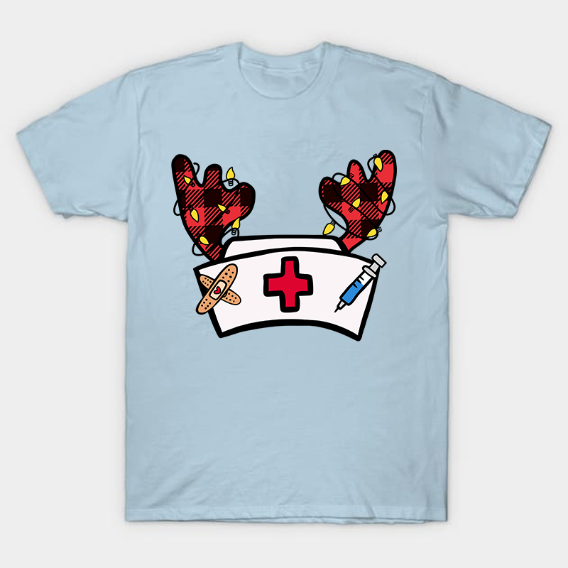 Christmas Elk Nurse Hat Nurse T-Shirt