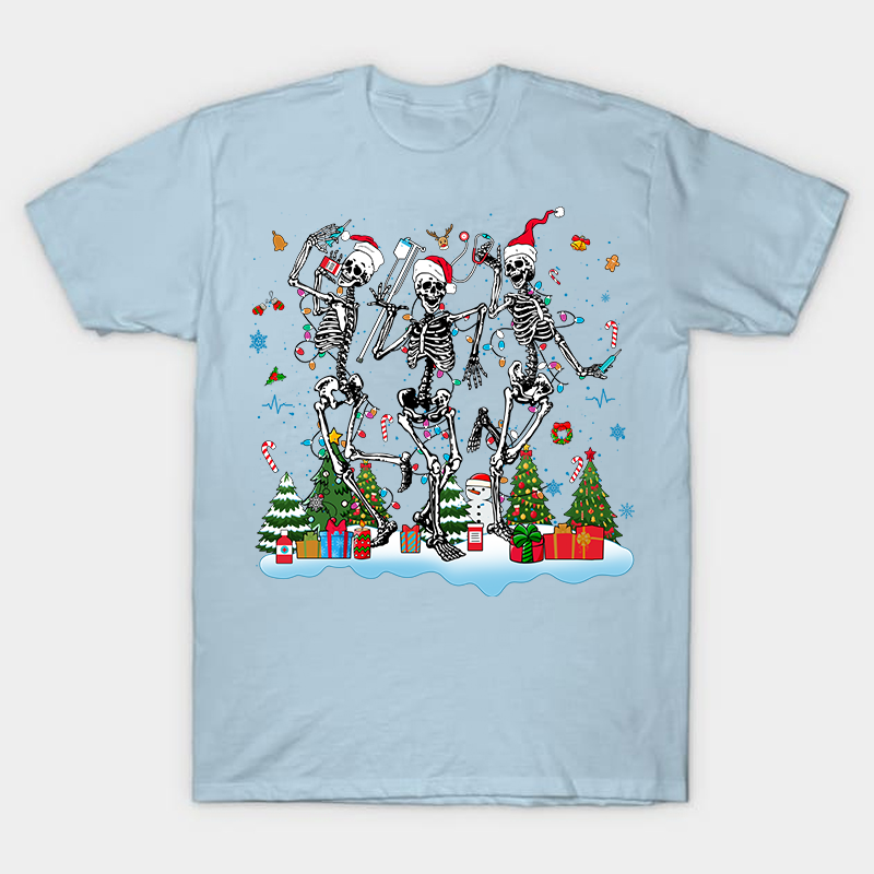 Skeletons Celebrate Christmas Nurse T-Shirt