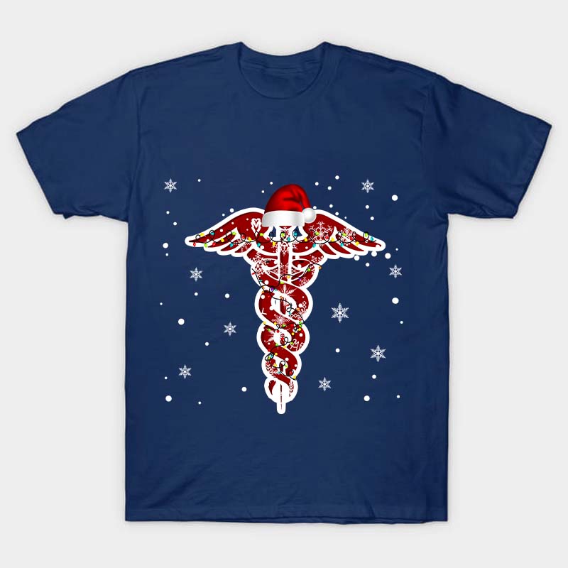 Christmas Rod of Asclepius Nurse T-Shirt
