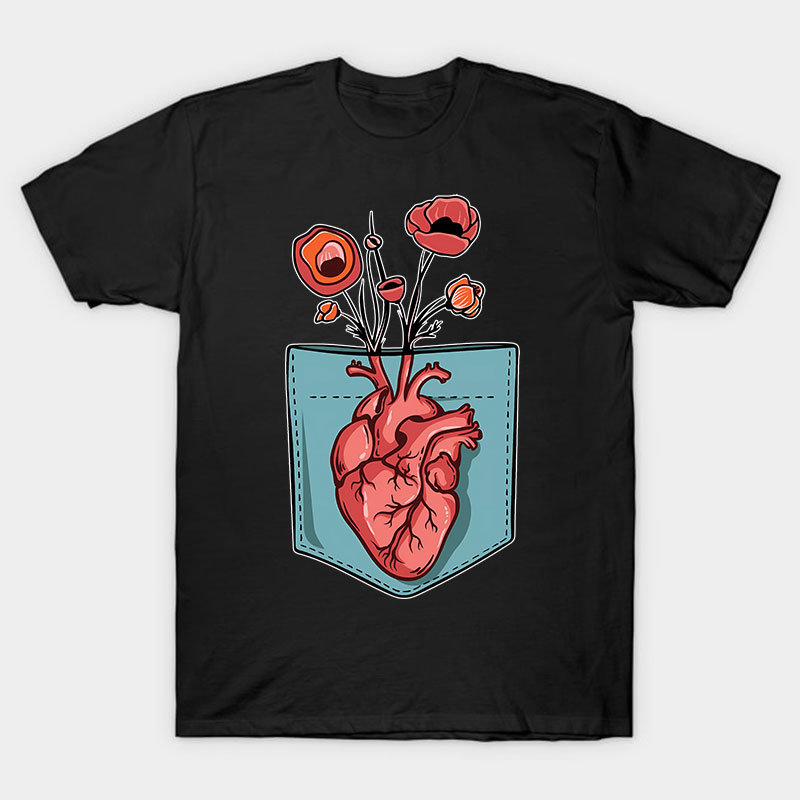 Cardiac Heart Flower Nurse T-Shirt