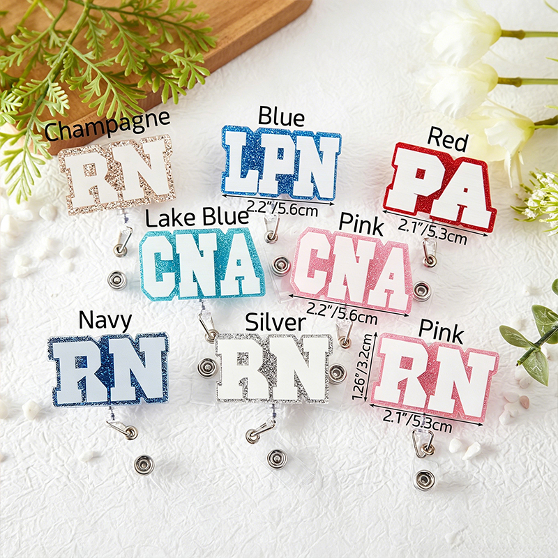 Personalized Name Glitter Nurse Badge Reel