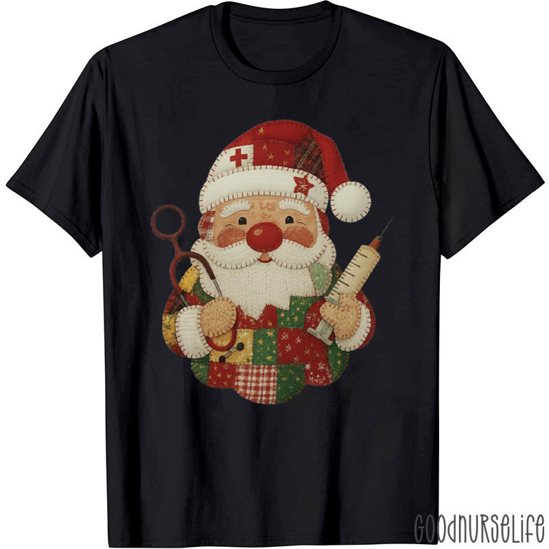 Nurse Santa With Stethoscope And Syringe Nurse T-Shirt